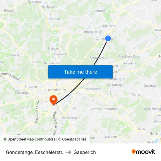 Gonderange, Eeschëlerstr. to Gasperich map