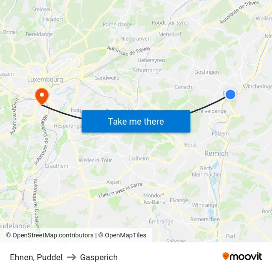 Ehnen, Puddel to Gasperich map