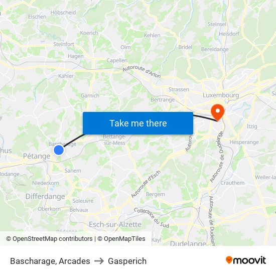 Bascharage, Arcades to Gasperich map