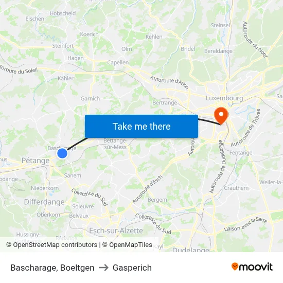 Bascharage, Boeltgen to Gasperich map