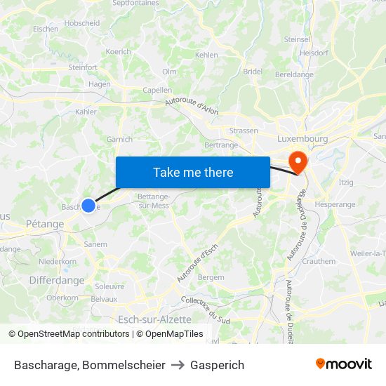 Bascharage, Bommelscheier to Gasperich map