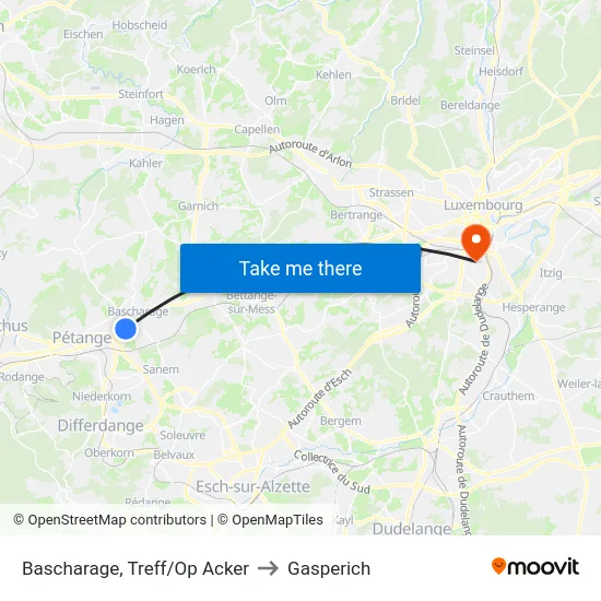Bascharage, Treff/Op Acker to Gasperich map