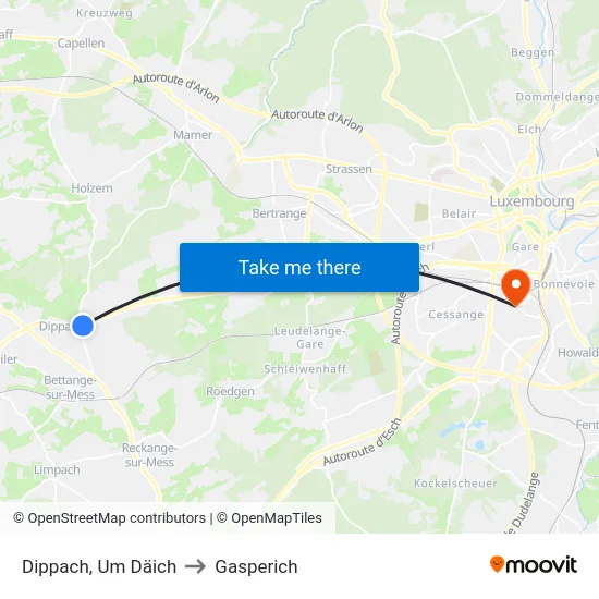 Dippach, Um Däich to Gasperich map