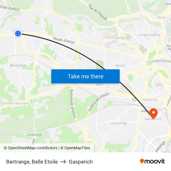 Bertrange, Belle Etoile to Gasperich map