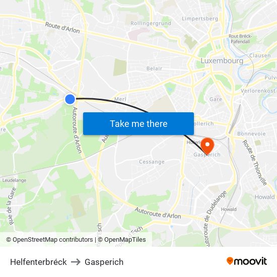 Helfenterbréck to Gasperich map