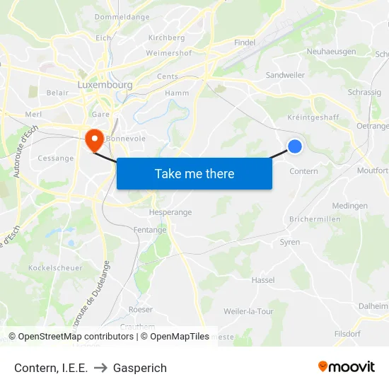 Contern, I.E.E. to Gasperich map