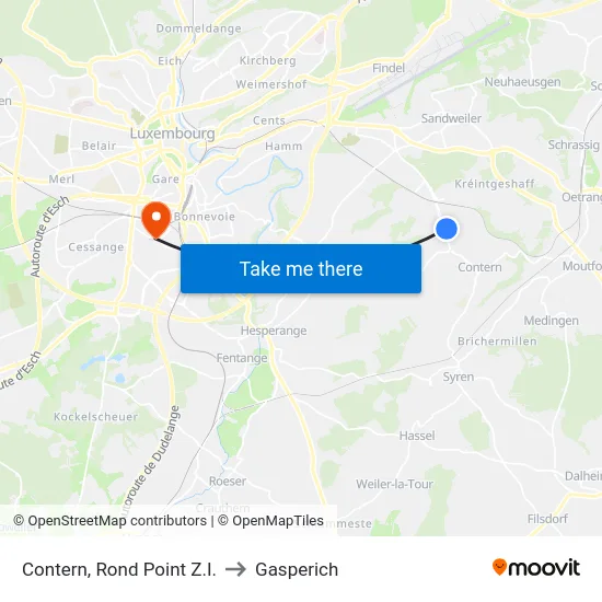Contern, Rond Point Z.I. to Gasperich map