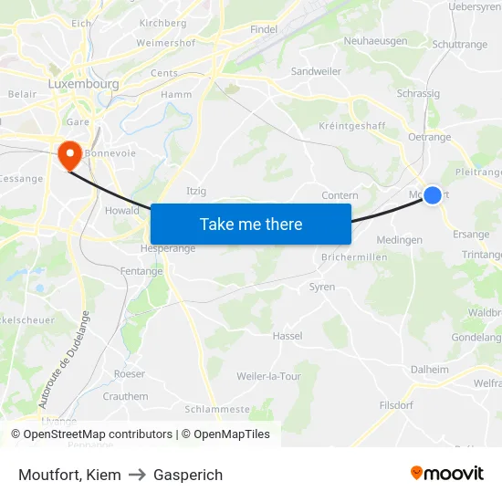 Moutfort, Kiem to Gasperich map