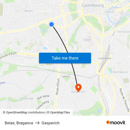 Belair, Bragance to Gasperich map