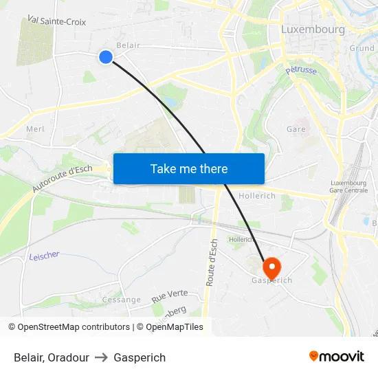 Belair, Oradour to Gasperich map