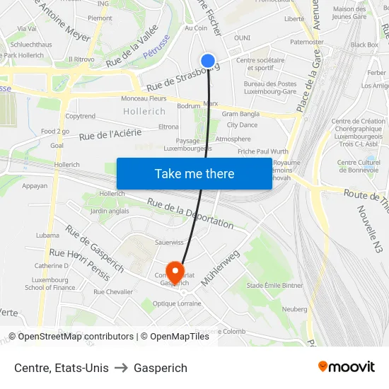 Centre, Etats-Unis to Gasperich map