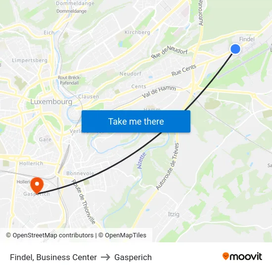 Findel, Business Center to Gasperich map