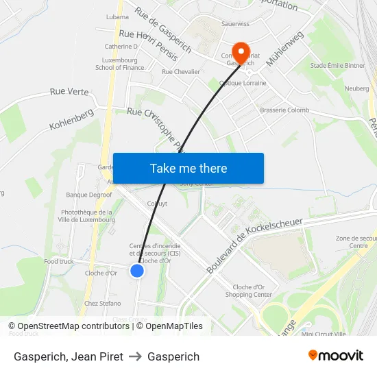 Gasperich, Jean Piret to Gasperich map
