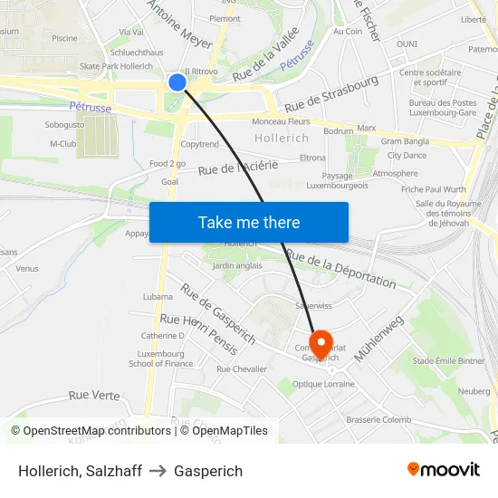 Hollerich, Salzhaff to Gasperich map