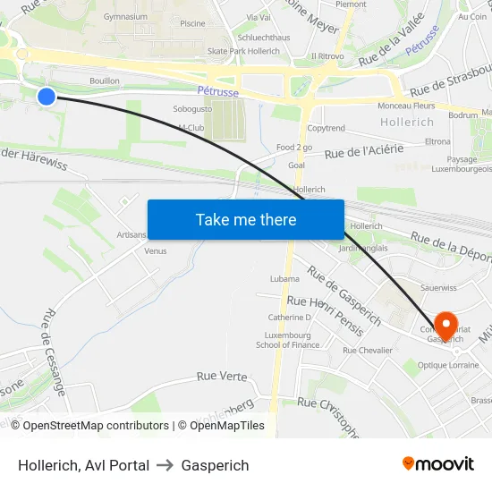 Hollerich, Avl Portal to Gasperich map