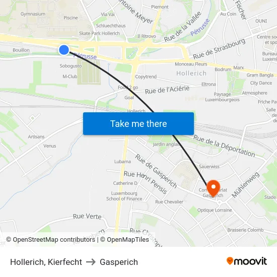 Hollerich, Kierfecht to Gasperich map