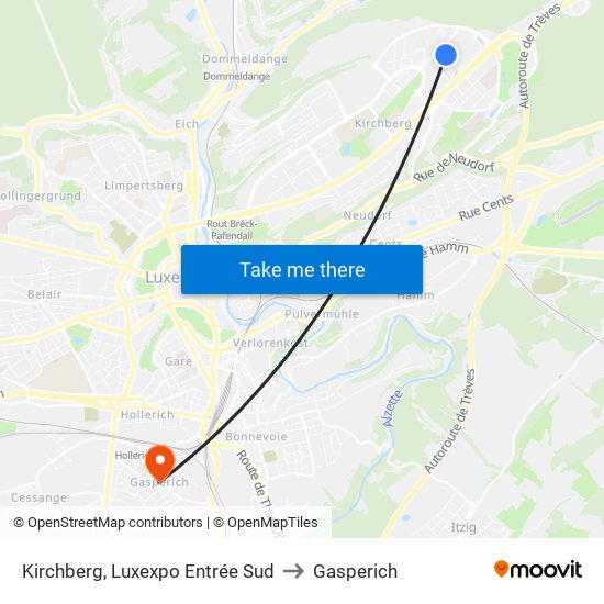 Kirchberg, Luxexpo Entrée Sud to Gasperich map