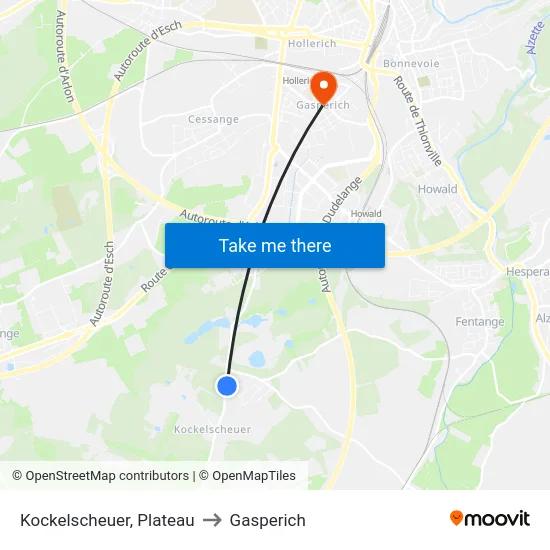 Kockelscheuer, Plateau to Gasperich map