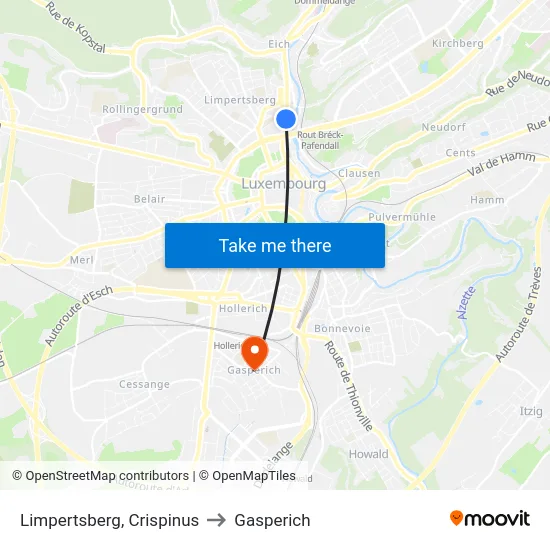 Limpertsberg, Crispinus to Gasperich map
