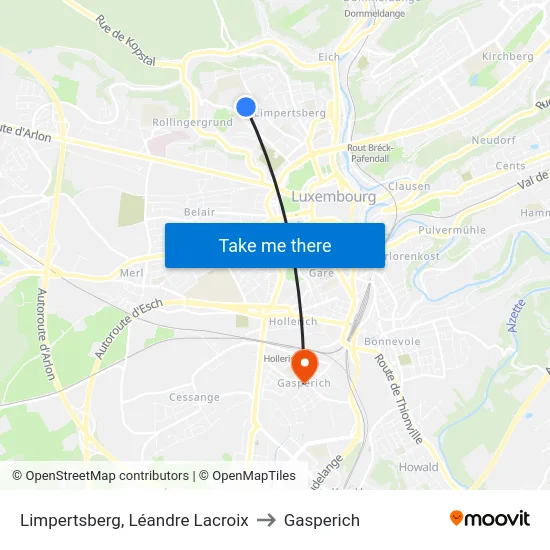 Limpertsberg, Léandre Lacroix to Gasperich map