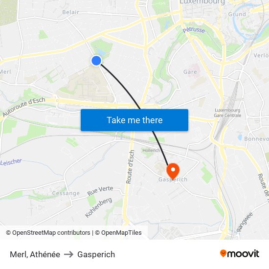 Merl, Athénée to Gasperich map