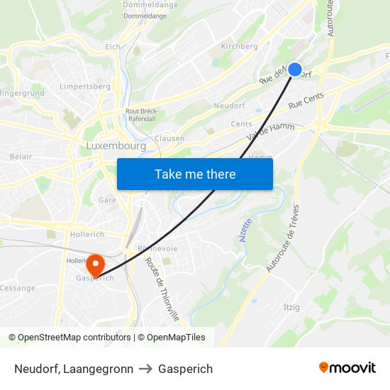 Neudorf, Laangegronn to Gasperich map