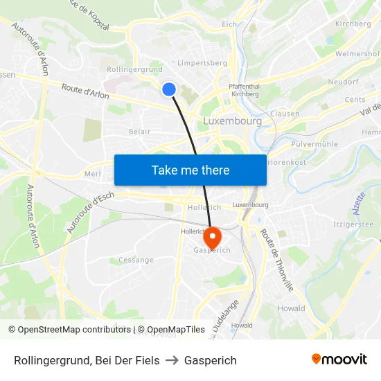 Rollingergrund, Bei Der Fiels to Gasperich map