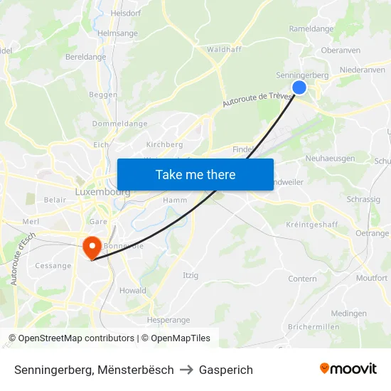 Senningerberg, Mënsterbësch to Gasperich map