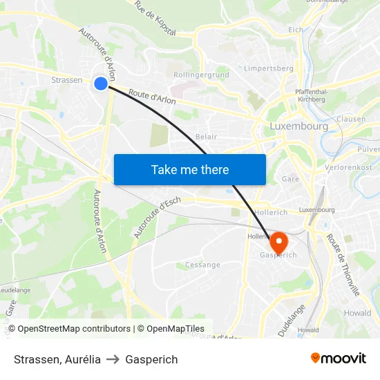 Strassen, Aurélia to Gasperich map