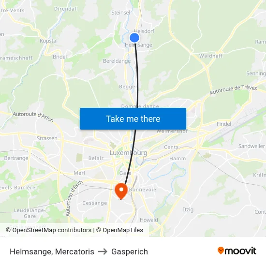 Helmsange, Mercatoris to Gasperich map