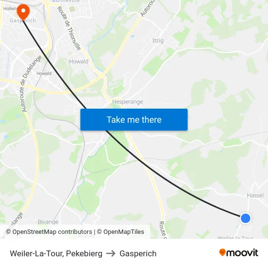 Weiler-La-Tour, Pekebierg to Gasperich map