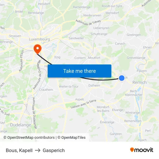 Bous, Kapell to Gasperich map