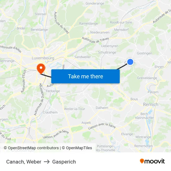 Canach, Weber to Gasperich map