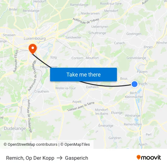 Remich, Op Der Kopp to Gasperich map