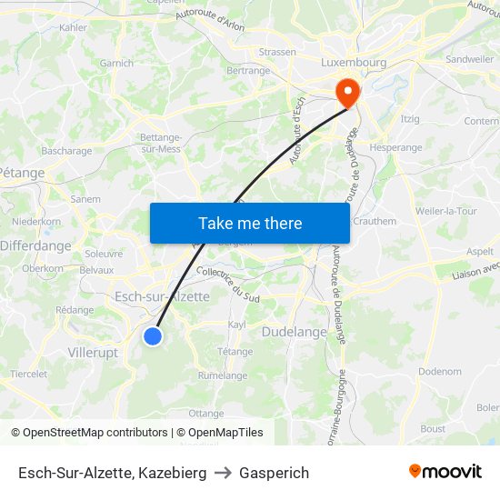 Esch-Sur-Alzette, Kazebierg to Gasperich map