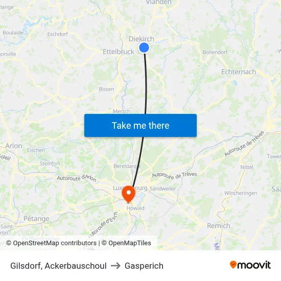 Gilsdorf, Ackerbauschoul to Gasperich map