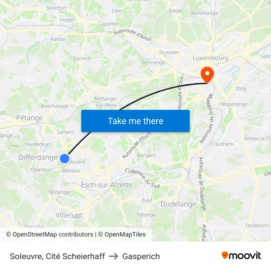Soleuvre, Cité Scheierhaff to Gasperich map