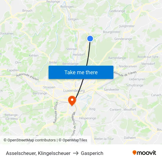 Asselscheuer, Klingelscheuer to Gasperich map