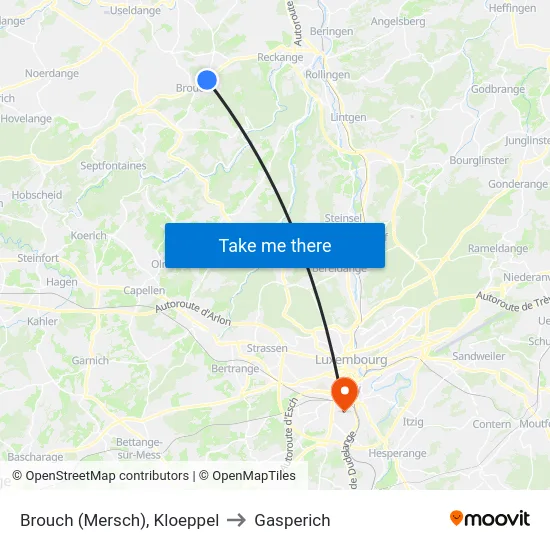 Brouch (Mersch), Kloeppel to Gasperich map