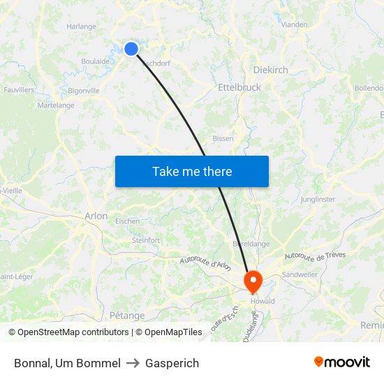 Bonnal, Um Bommel to Gasperich map