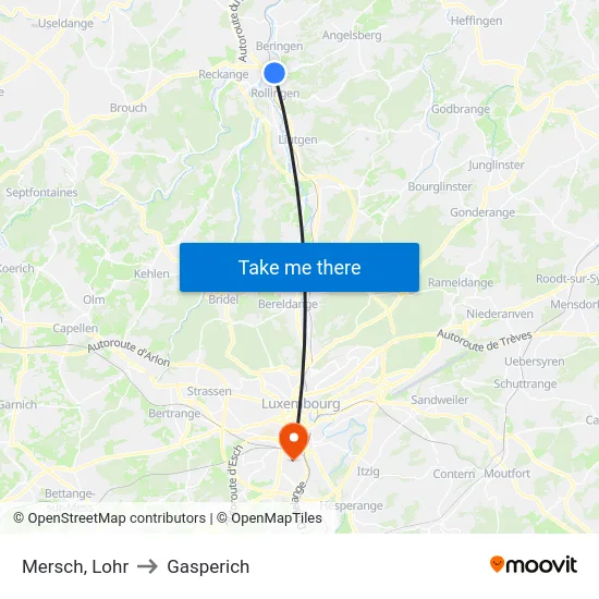 Mersch, Lohr to Gasperich map
