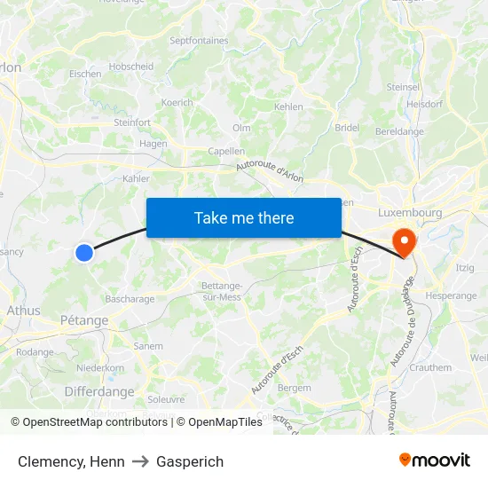 Clemency, Henn to Gasperich map