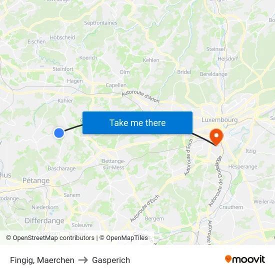 Fingig, Maerchen to Gasperich map