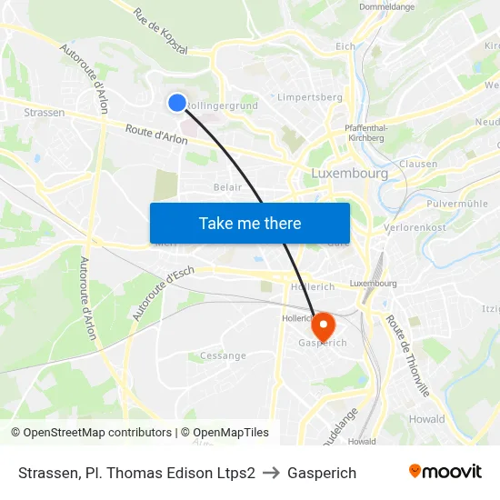 Strassen, Pl. Thomas Edison Ltps2 to Gasperich map