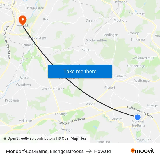 Mondorf-Les-Bains, Ellengerstrooss to Howald map