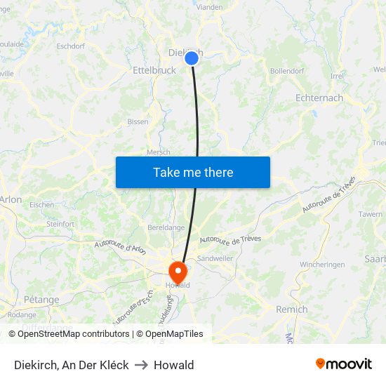 Diekirch, An Der Kléck to Howald map
