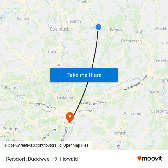 Reisdorf, Duddwee to Howald map