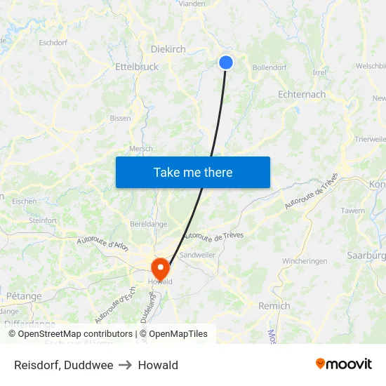 Reisdorf, Duddwee to Howald map