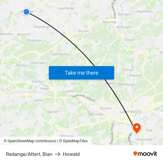 Redange/Attert, Bian to Howald map