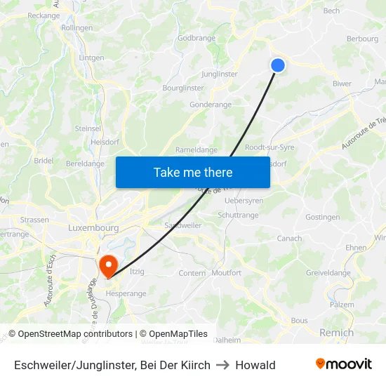 Eschweiler/Junglinster, Bei Der Kiirch to Howald map